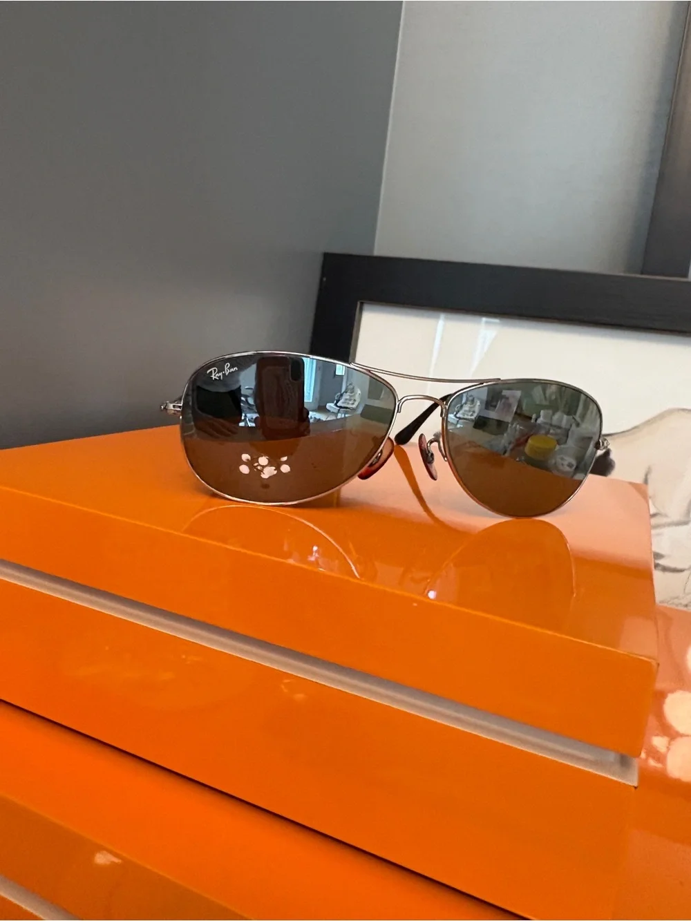 Ray-Ban Cockpit RB3362 Aviator Sunglasses — Silver Frame, Mirrored Silver Lenses